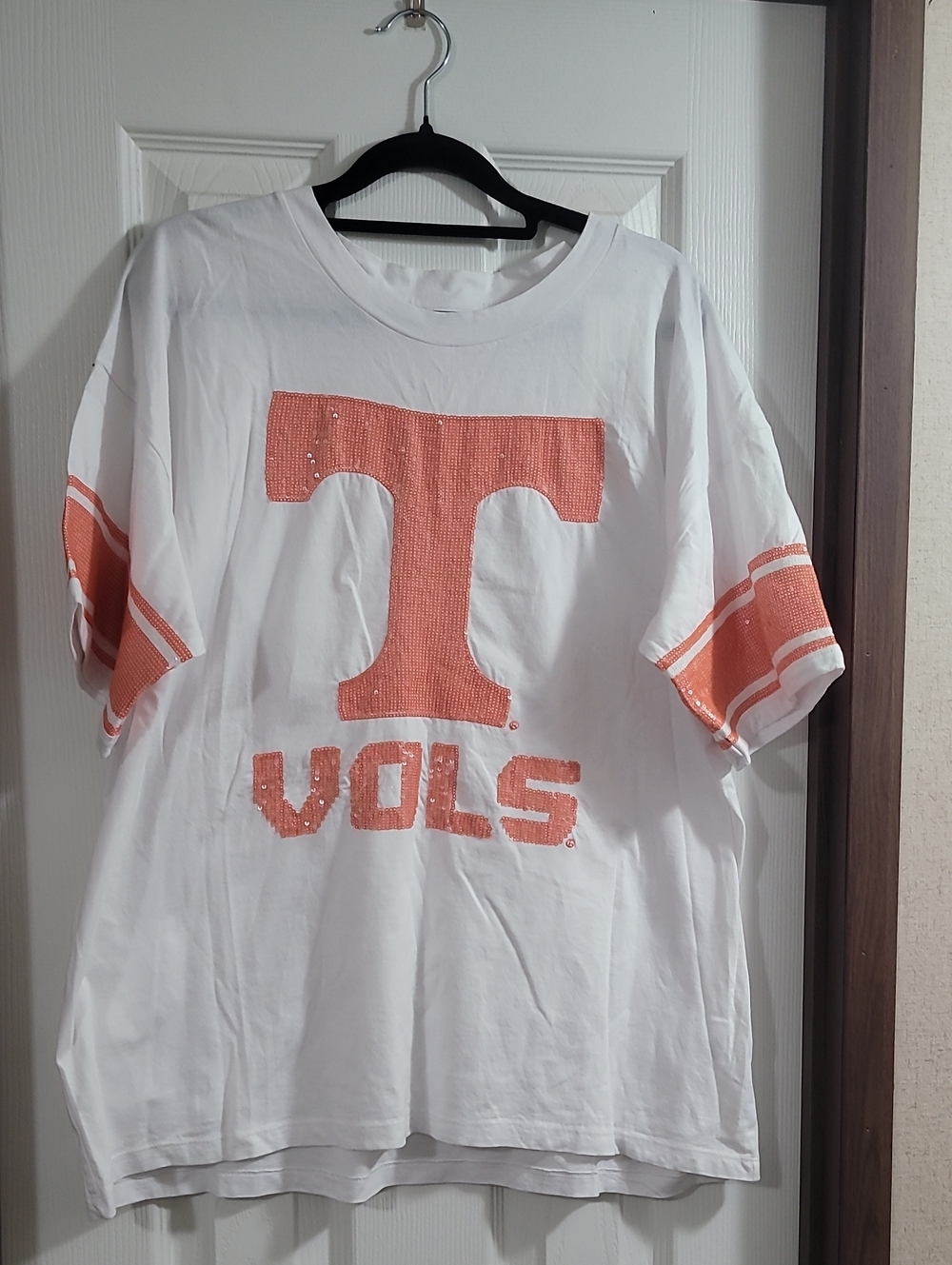 Stewart Simmons Tennessee Volunteers Sequin T-Shirt - White & Orange